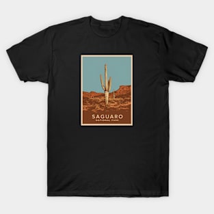 Retro Minimal Saguaro National Park Poster T-Shirt